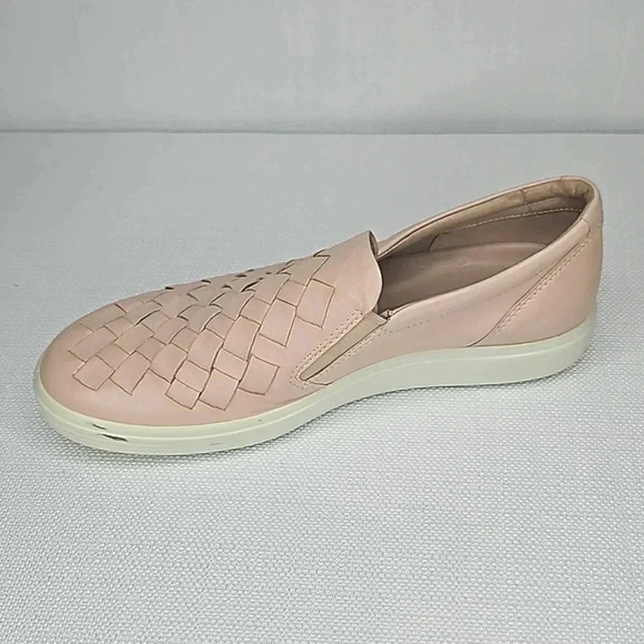 Ecco Women's Blush Pink Leather Woven Slip-on Sneaker Size 9 - Picture 12 of 16